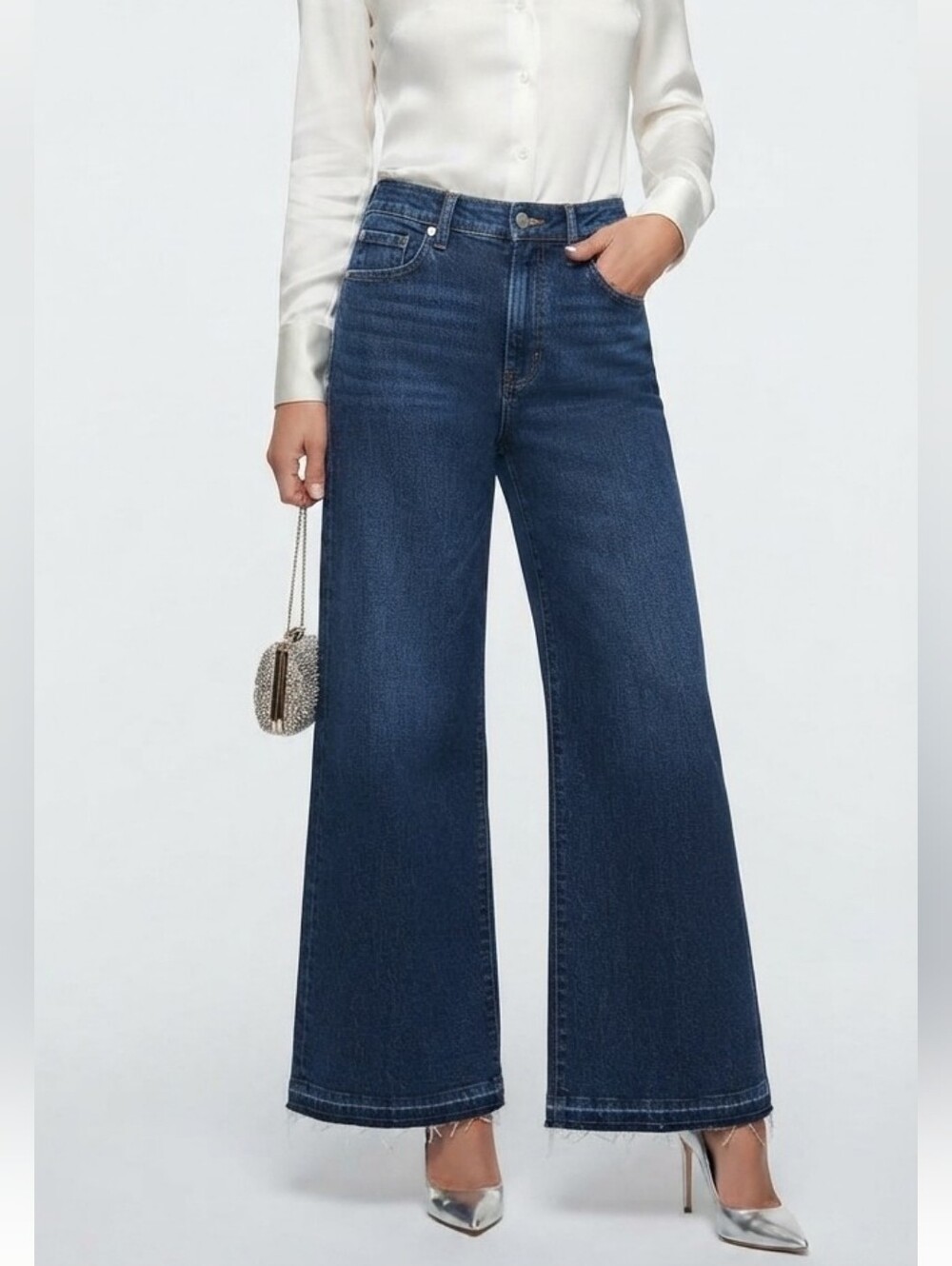 FRAME Le Palazzo Crop Released Hem Wide Leg Jeans Napoli 27
